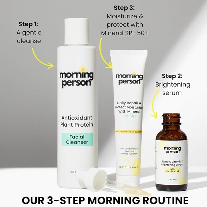 The Morning Routine: 3 Step Skincare Routine for Brightening, Hydrating, Repairing and Protecting Skin