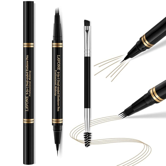 Eyebrow Pen,2-in-1 Waterproof Eyebrow Pencil with 4 Tip Microblading Brow Pen and Ultra-Precise Brow Pencil,with Dual-ended Eyebrow Brush,Eyebrow Makeup for Natural Looking - Blonde