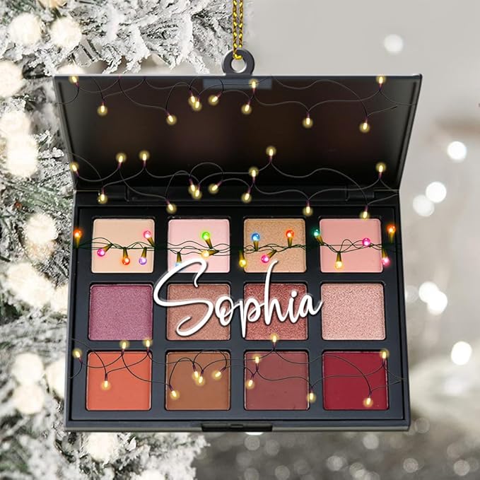 Personalized Name Cosmetic Shape Flat Ornament for Girls - Christmas Makeup Artist Stylist Ornament 94