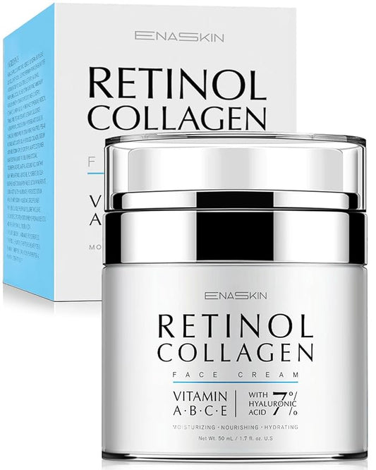 EnaSkin Retinol Face Moisturizer Collagen Cream, Rapid Facial/Neck Wrinkle Repair, Day/Night Anti Aging Firming Cream for Women & Men, Instant Lift & Deep Hydrating, 1.5 fl oz.