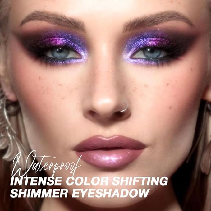 evpct Dark Blue Purple Duochrome Eyeshadow Palette Makeup, Metallic Chameleon Duo Chrome Multichrome Gothic festival Single Eye shadow Palette Makeup for Older Women, Face Glitter Eyeshadow Liquid