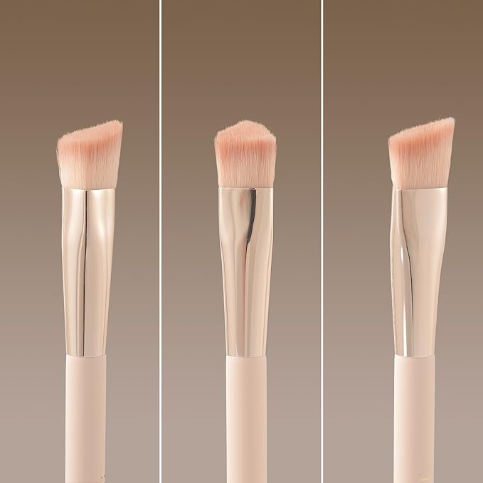 Angled Under Eye Concealer Brush for Liquid Cream Powder Brightening Concealer Trangle Small Nose Contour Foundation Makeup Brush 2-Pack