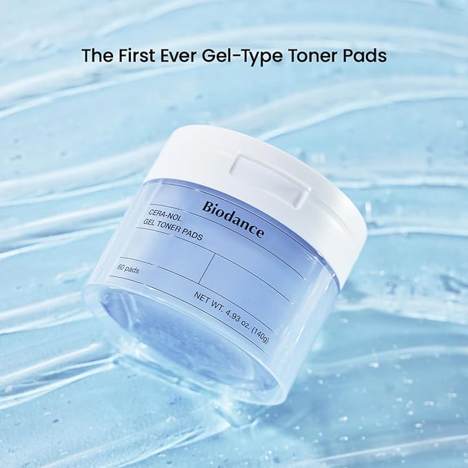 Biodance Cera-NOL Gel Toner Pads, Hydrating & Soothing for Sensitive Skin, Redness Reducing, Gentle Exfoliating Toner Pads, Korean Skincareㅣ4.93 fl.oz.(140g)*60Pads