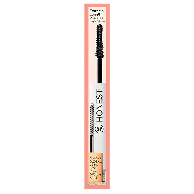 Honest Beauty 2-in-1 Extreme Length Clean Mascara + Lash Primer | Lengthening + Volumizing | Cruelty Free + Safe for Sensitive Eyes | Black, .27 fl oz