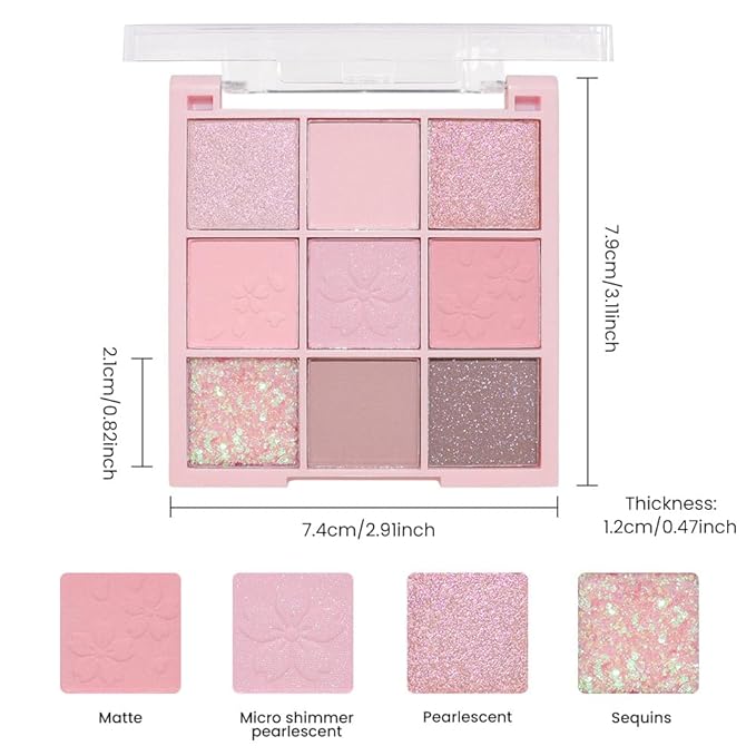 Light Pink Eyeshadow Palette,Neutral Nude Powder Eye Shadow for Older Women,Natural Long Lasting Naturing-Looking Pink Makeup Palette,Talc,Paraben Vegan & Cruelty Free