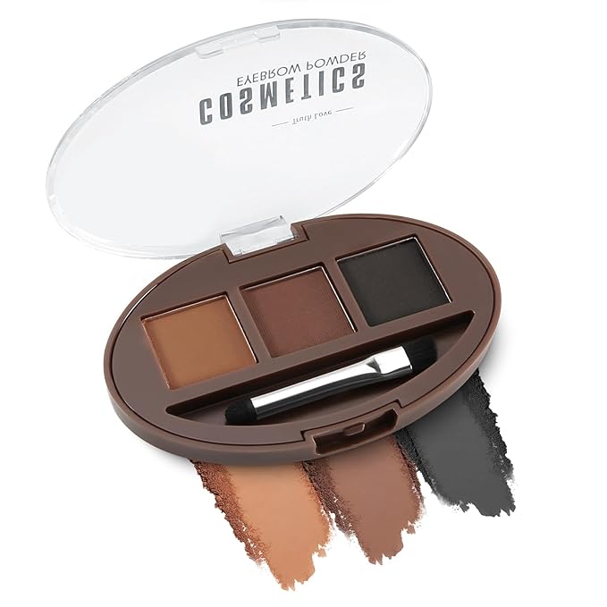 Boobeen 3 Color Eyebrow Powder Palette, Waterproof Eyebrow Makeup, Brow Definer to Shape Perfect Brow，Professional Brow Filler Powder with Brush