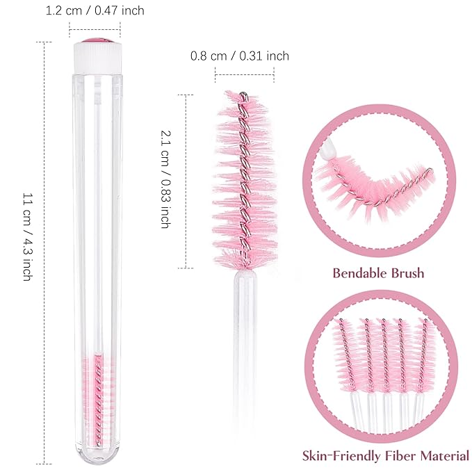 TUZAZO 80 Pieces Mascara Wand Tube Set 40 Diamond Empty Eyelash Brush Tubes Spoolies 40 Mascara Wand Lash Extension Brushes Applicators Makeup Tools (Pink Lash Style)