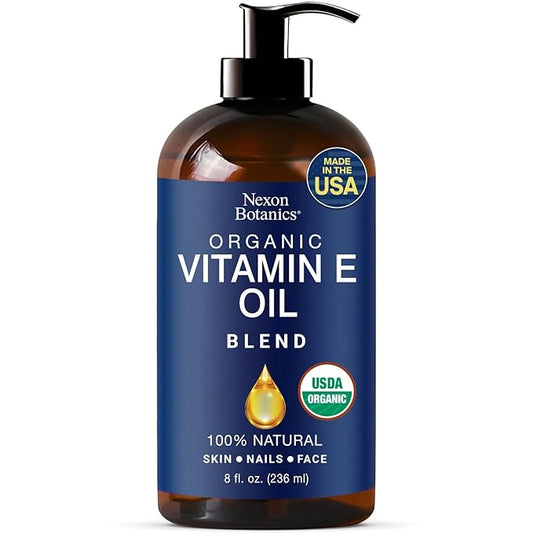 Organic Vitamin E Oil Blend 8 fl oz - Made from Pure, Natural Oils for Skin, Scars & Face - Aceite de Vitamina E - Nexon Botanics