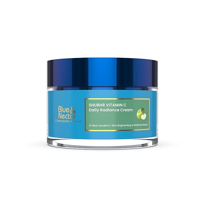 Blue Nectar Plant Based Vitamin C Face Cream for with Natural Green Apple & Almond Oil | Deep Hydration & Nourishing Face Moisturizer for Women (13 Herbs, 1.7 Oz)