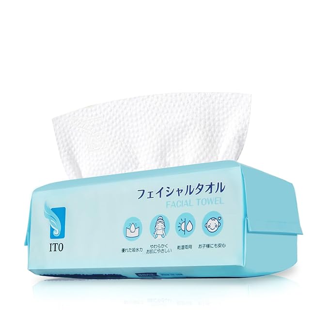ITO Disposable Face Towel, Ultra-Soft 1-Second Quick-Dry Face Towels, Gentle for Sensitive Dry Oily Skin, Facial Towels for Daily Cleansing Makeup Removal (60 Count (Pack of 1))