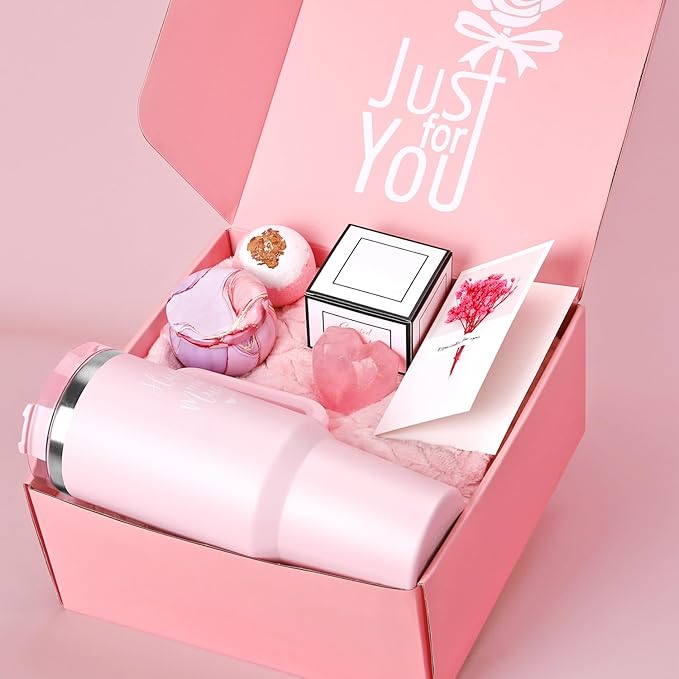 Gift Basket for Women, Best Birthday Gifts Set, Self Care Gift, Care Package, Get Well Soon Gift Box, Unique Ideas Spa Present Kit for Mom Girlfriend Her Sister Wife Friends Woman (Rose)