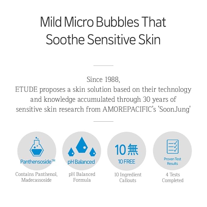 ETUDE Soonjung pH 6.5 Whip Cleanser, Face Wash for Sensitive Skin, Soft Bubble, Hypoallergenic Cleansing, Low pH Level, Fragrance-Free, Panthenol, Madecassoside, Korean Skin Care, Beauty (5.07 Fl Oz)
