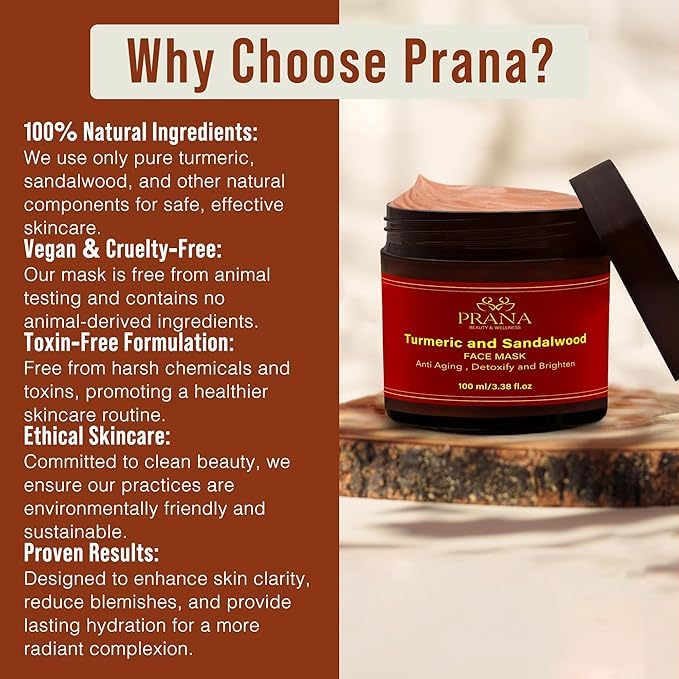 3 Pack Turmeric & Sandalwood Face Mask – Ayurvedic Brightening Clay Mask with Bentonite & Kaolin – Deep Pore Cleansing, Hydrating & Anti-Aging Facial Mask for Acne, Dark Spots & Even Skin Tone – 100ml