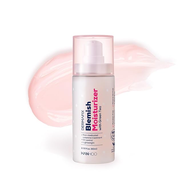 Hanhoo Dermafix Blemish Moisturizer, 2.02 Fl. Oz., with Calamine, Green Tea, and Aloe, Lightweight Daily Facial Moisturizer, for Oily, Acne-Prone Skin, Moisturizer for Acne Regimen, Korean Skincare