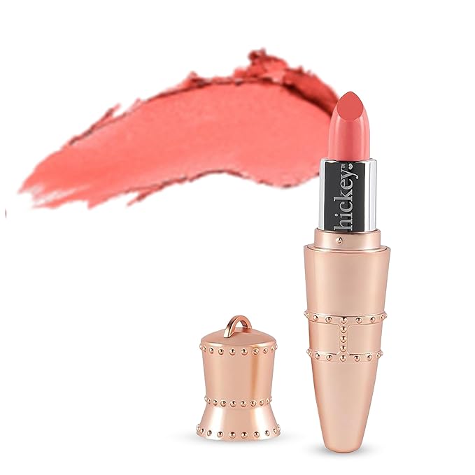 Hickey Lipstick for Women, Organic Beach Babe Coral Refillable Lipstick - Hydrating & Moisturizing Long Lasting Lipstick - Vegan & Gluten-Free with Velvet Finish - Highly Pigmented, Smooth & Creamy