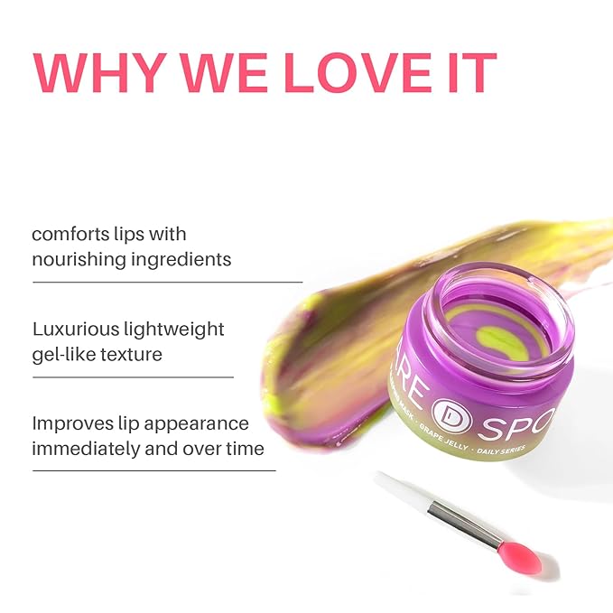 Dual-Color Sleeping Lip Mask Grape Jelly: Nourish, Hydrate & Repair for Dry Cracked Lips, VITIS VINIFERA (GRAPE) SEED OIL Treatment, Softer, Nourish and Eejuvenates Lips Overnight - 0.42 Fl Oz