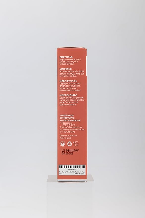 VELAMO ADVANCED Retinol Eye Stick: Retinol Under Eye Cream for Dark Circles and Puffiness with 1% Bakuchiol - Anti Aging Balm Stick Reduces Fine Lines Wrinkles Under Eye Bags in 4-8 Weeks - 2 Packs