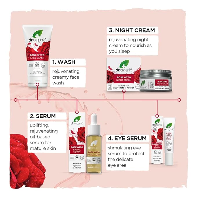 Dr. Organic Rose Otto Face Wash | Cleanses and Rejuvenates Skin, Promotes Radiance, Natural, Certified Organic, Paraben & SLS-Free, 150 mL / 5.1 fl oz