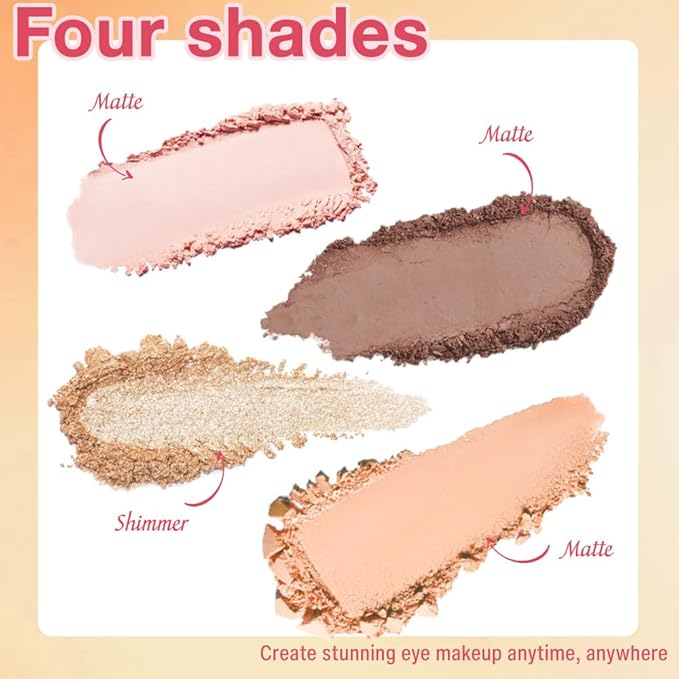 4Colors Eyeshadow Makeup Palette,Nude Champagne Natural Neutral Powde Eye Shadow Palette for Older Women,Long Lasting Naturing-Looking,Lightweight,Waterproof,Eye Makeup Kit Travel Size