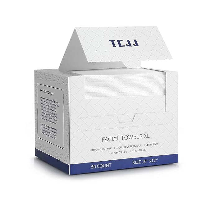 Disposable Face Towels, Clean Towels XL, 100% USDA Biobased Face Towel, Dry Wipes for Women Sensitive Skin Cleansing, Skincare and Makeup Remover, 10"×12" Extra Large Soft Faces Towe, 50 Ct /1 Pack