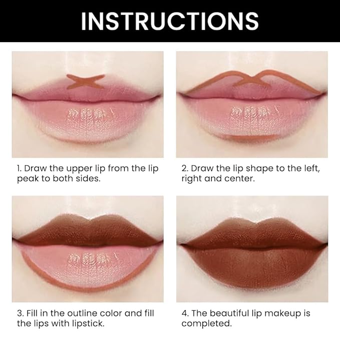 Kaely 2-in-1 Dark Deep Brown Matte Lip Liner & Lipstick Combo Set Kit for Women, Magic Neutral Lipstick 24 Hours Original Lips Liner Pencil Stain Gloss Makeup Long Lasting Waterproof 39