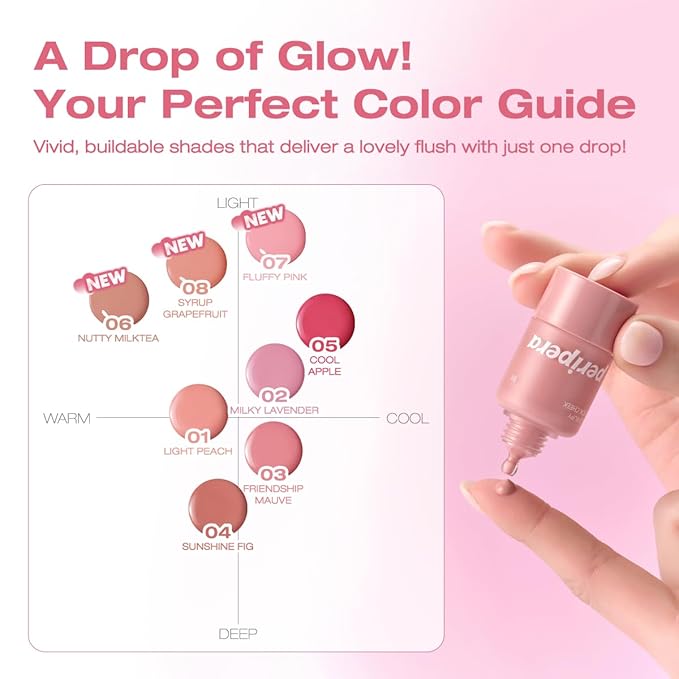 PERIPERA SYRUPY TOK CHEEK 5 Colors, Liquid Blush, Dewy Finish and Hydrates All day, Soft Velvet Texture Face Cheek Tint (06 NUTTY MILKTEA, One Size)