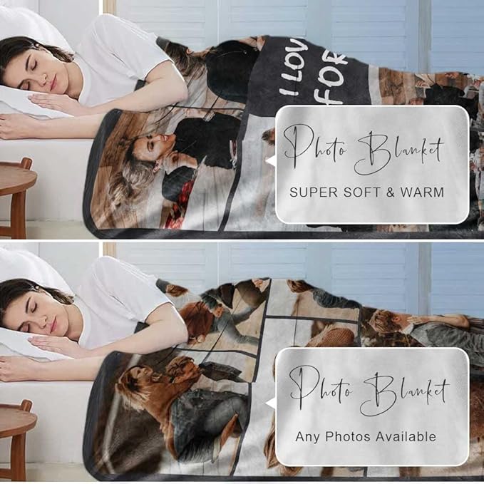 Ships Next Day, Custom Blanket with Picture for Girlfriend Boyfriend Gifts, Personalized Wife Photo Blanket for Birthday Blankets Gifts from Husband