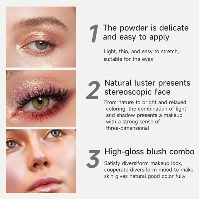 Monochrome Cream Glittle Eyeshadow Palette Makeup, Light Brown Shimmer Single Shimmer Eye Shadow for Older Women, High Pigment Natural Sombras Crema Para Ojos, Talc, Paraben & Cruelty Free