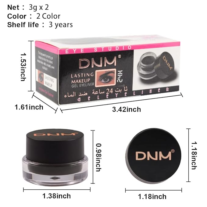 evpct 2 in 1 Black & Brown Gel Eyeliner Waterproof Smudge Proof for Waterline Eyebrow Cream Pomade Set with Brushes Long Wear delineador blanco Work Great with Eyebrow Eyeliner Face Body Paint Stick