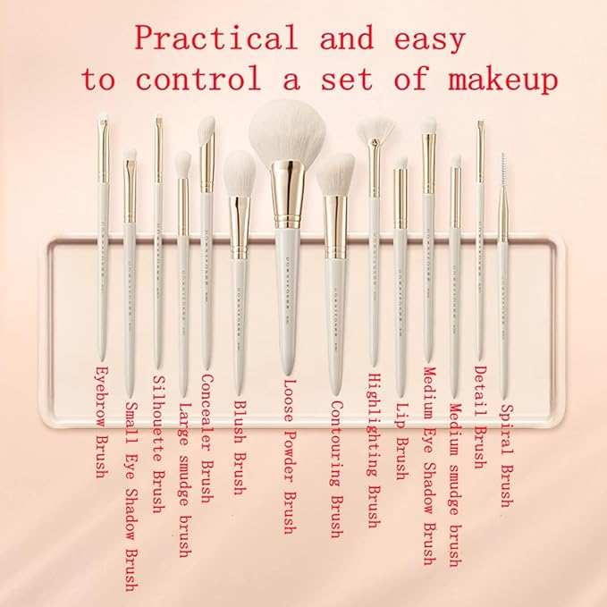 Makeup brush gift set: 14 piece professional makeup brush advanced synthetic kabuki brush set foundation make-up powder blusher eye shadow concealer high gloss brush mixed makeup brush set