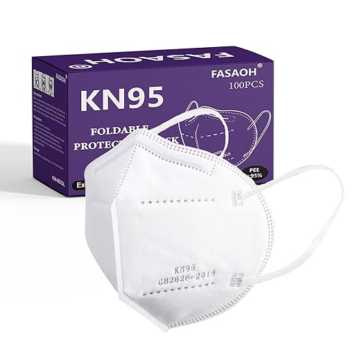 KN95 Face Masks 100 PCS, 5-Ply KN95 White Masks,Breathable Protection Masks, Individually Wrapped, Cup Dust Safety Mask