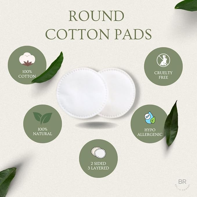 Cotton Rounds Makeup Remover Pads - Pack of 200 - Organic Pads, Lint Free, Eco-Friendly, Compostable, Unique Triple Layers & Ultra Soft - Nail Polish Remover (White, 200)