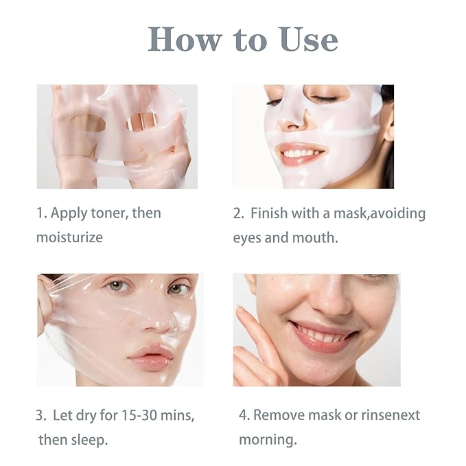 4 Pack Deep Collagen Overnight Mask,Bio-Collagen Real Deep Mask, Skinqueen Korean Collagen Films Deep Collagen Anti Wrinkle Firming Lifting Face Mask