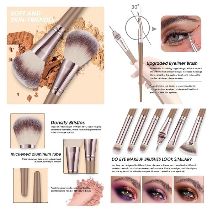 53Pcs Brown Makeup Brushes Set Professional Makeup Kit Multi-functional Makeup Tool Set with Facial Makeup Accessories, Foundation Makeup Brush Kit Eye and Face Make up Brushes & Tools