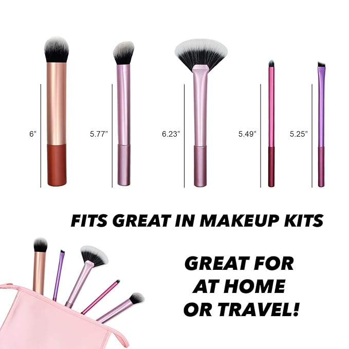 Earth & I 5 Makeup Brush Set, Makeup Brush Set for Eyeshadow, Cosmetic Brushes, Eyeshadow Brushes, Foundation Applicators, Make Up Applicators