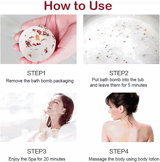 Bath Bombs for Women Spa Gift Set with Rose Milk Essential Oils Sea Salt Moisturizing Relaxing Birthday Gift for Her Bubble Bath Skincare Relaxation Aromatherapy Gifts Time Essentials