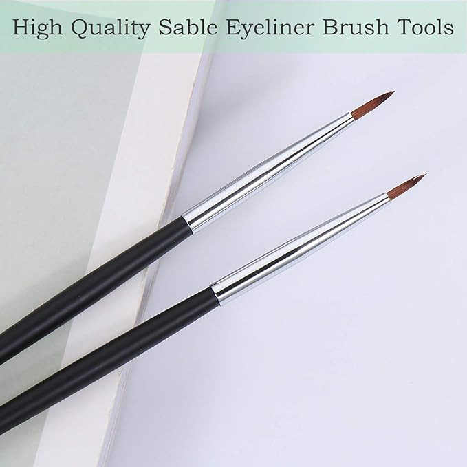 Eye Makeup Sable Eyeliner Brushes, 6 Pcs Ultra Fine Soft Sable Eyeliner Makeup Tools for Women to Accurately Apply Gel and Wet Powder