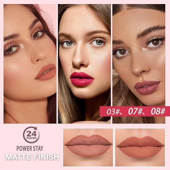 6Pcs 2 in 1 Matte Lipstick Lip Liner Pencil Set,Waterproof Lip Stick Lip liner Combo for Old Women Long Lasting Lipstick Crayon,labiales mate 24 horas originales