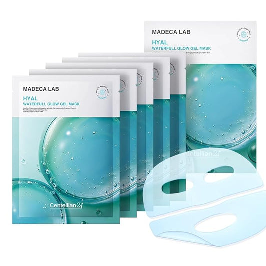 CENTELLIAN 24 Madeca Lab Hyal Waterfull Gel Mask (Hydrating Gel Mask, 4 pcs) – Deep Moisture & Cooling Sheet with 10-Layer Hyaluronic Acid, Korean Skin Care. TECA, Glycerin, Niacinamide.