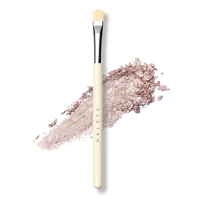 HALEYS Lid Eyeshadow Brush, Medium Flat Tapered Brush, Easy Blending and Shading for Building Eyeshadow Color, High-end Synthetic Bristles, Multi-tasking, for Cream and Powder Makeup, Vegan + CF