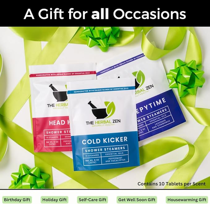 Bulk Shower Steamers with Essential Oils Combo Set by The Herbal Zen (3 Packs of 10 Tablets, Value Set), Bulk Shower Bombs, Relaxation Gift for Women and Men, Birthday Gifts, Mothers Day Gift