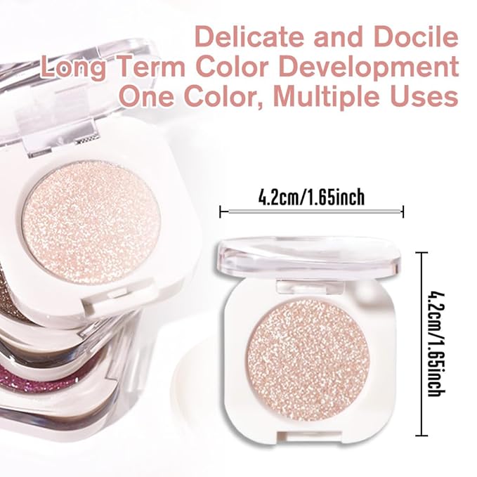 Pearl White Glitter Eyeshadow Palette for Women, Single Monochrome Eye Shadow Makeup, Shiny Pressed Powder, Blendable Natural sombras para ojos, Holographic,Vegan,Travel -11