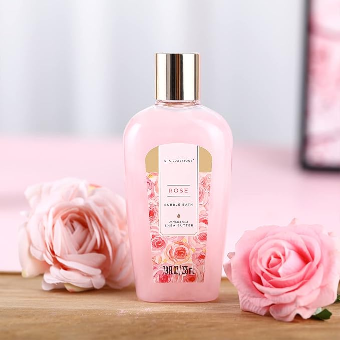 spa luxetique Gift Set For Women, Bath Sets for Women Gift, 8 Pcs Rose Spa Basket Includes Bubble Bath, Shower Gel, Body Lotion, Birthday Spa Gifts, Mother‘s Day Gifts for Mom