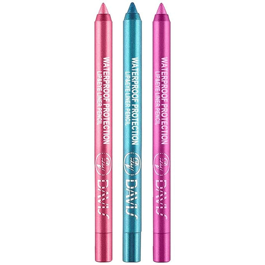 3 Colorful Eyeliner Pen Set, Eye Shadow Pencil, Pearl Eyeliner Kit Metallic Glitter Colored Eye liner for Women Eye&Lip Liner Professional Waterproof Eye Makeup (3PCS B)