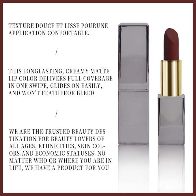 3 Pcs Brown Purple Red Matte Cream Lipstick,Velvet Waterproof Long Lasting Smudge Proof for Women Lip Stick,Magic Lipstick 24 Hours Original Lip Liner Makeup,labiales mate 24 horas originales,Vegan