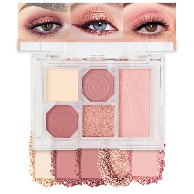5 Colors Eyeshadow Palette Makeup, Matte Shimmer Eye Shadow Palette, Long Lasting Naturing-Looking, paleta de sombras de ojos,Everyday to Eye Makeup Looks,Vegan & Cruelty-free 02#