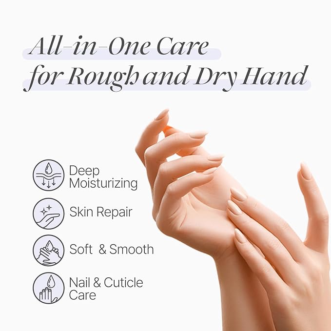 PETITFEE Rose Petal Satin Hand Mask (5pairs) - Intensive Nourishing, Moisturizing Gloves, Rose Scented Hand Repair Masks with Peptide, Collagen, Shea Butter for Silky Smooth Hand Treatment