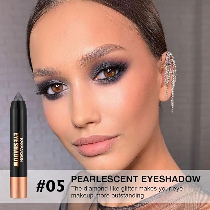 AMY'S DIARY Shimmer Smoky Gray Eyeshadow Stick, Cream Eye Shadow Pencil Waterproof, Eyeshadow Crayon Pen Eye Brightener Stick for Eyes Highlighter