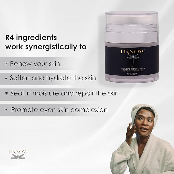 IKNOW R4 Night-Time Hydrating Cream, Hyaluronic Acid Restorative Night Cream, Revitalize with R4 Skincare, Moisturizer Face Cream, Hydrating Skincare for Renewing Night-Time Routine, (1.7oz)