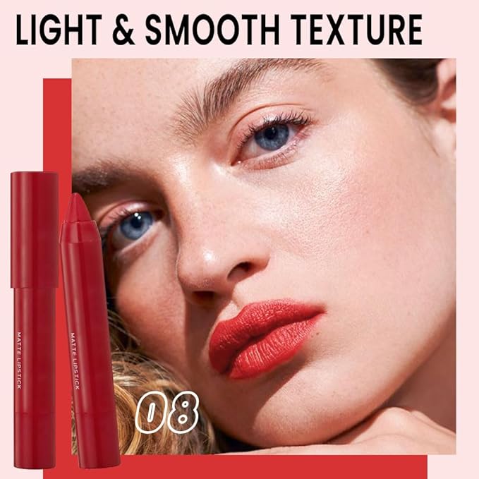 BINGBRUSH Crayon Matte Longwear Lipstick Pack Set,Moisture Smooth Color Stick Ultimate Lip Crayon for Makeup Collection - Waterproof Velvet Lipgloss (2pcs 08#&10#, 2 Count (Pack of 1))